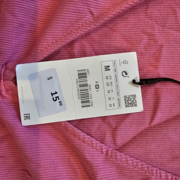 💥4 for $25💥 Zara Gathered Pink Crop Top - Picture 2 of 6